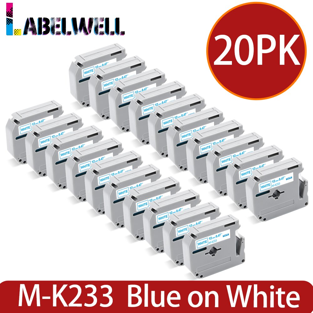 Labelwell 20PK M-K231 MK-231 MK231 431 531 631 Compatible for Brother MK 231 P-touch PT-80 PT-70 PT-60 PT-45M PT-100 Label maker