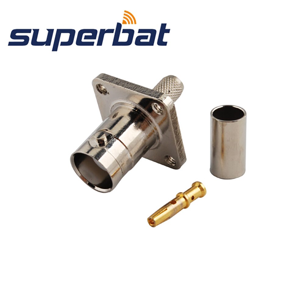 Superbat BNC Crimp Jack 4 Hole Panel Mount RF Coaxial Connector for Cable LMR195/RG58 RG142