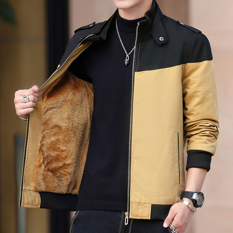 Dimusi vinter herrbomberjacka casual herr ytterkläder fleece varma rockar standkrage uniformjackor herr märkeskläder: Xxxl / Guld-
