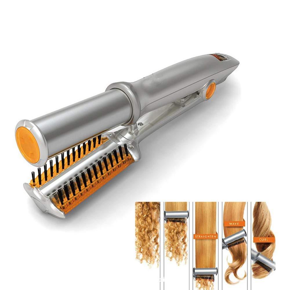 Fer à lisser et boucler 2 en 1, outil de coiffure, plat avec brosse: EU plug