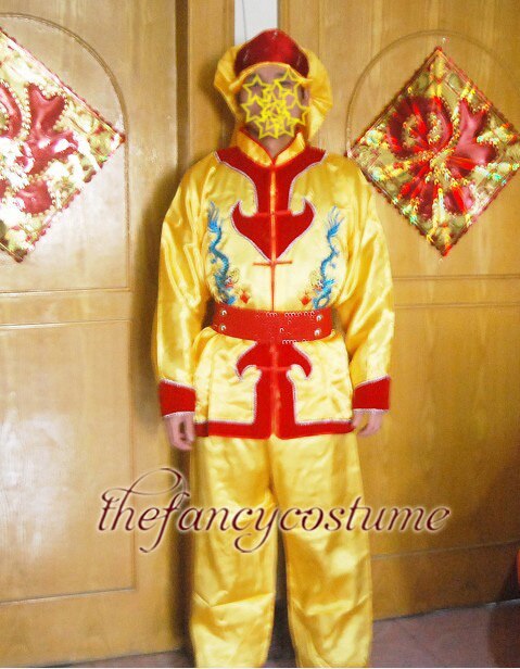 Yellow Chinese Male Dragon Dance Lion Dance Performance Costume Spring Festival Lantern Festival