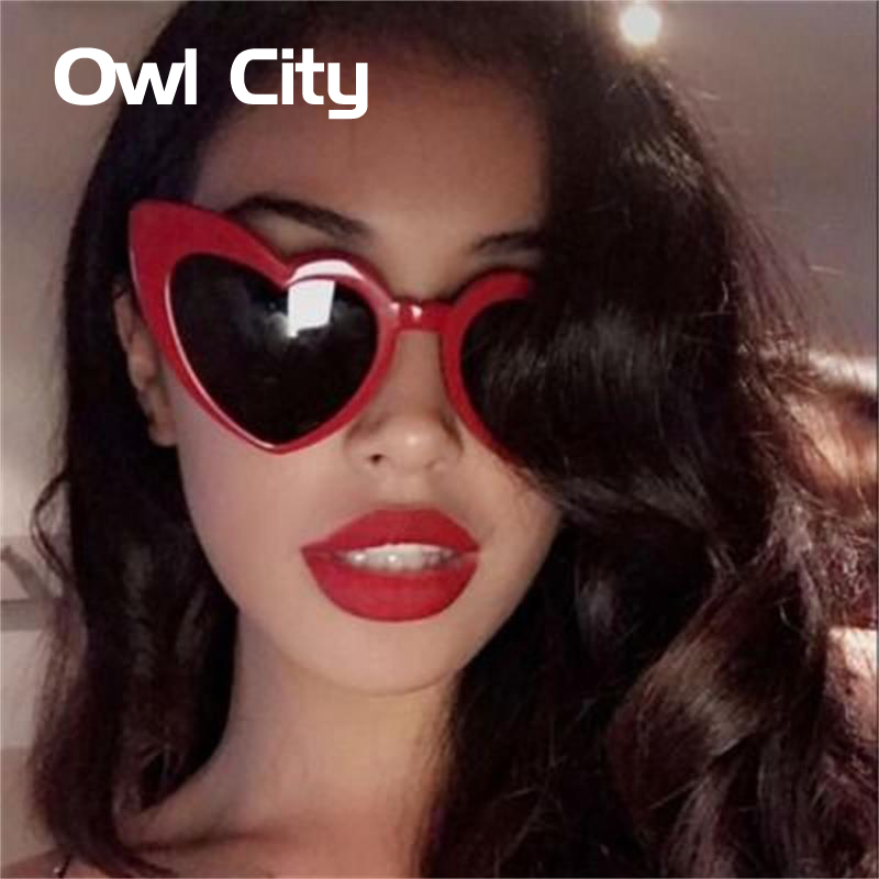 Owl City Heart Sunglasses Women Vintage Red Hearts Shaped Sunglass Ladies Retro Brand Eyewear 90s for Female Shades
