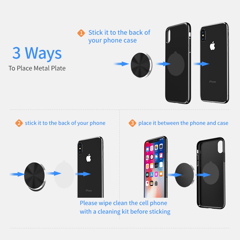 Metallplatte für magnetische Autotelefonhalterung für Xiaomi Huawei Eisenblech klebrig Magnet Disk Starke Adsorption Handyhalter