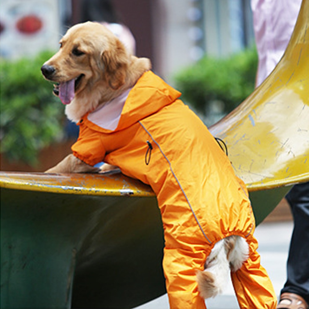 Large Dog Outdoor Hooded Overalls Raincoat Clothes Waterproof Rain Jumpsuit For Big Medium Small Dogs Golden Retriever Labrador