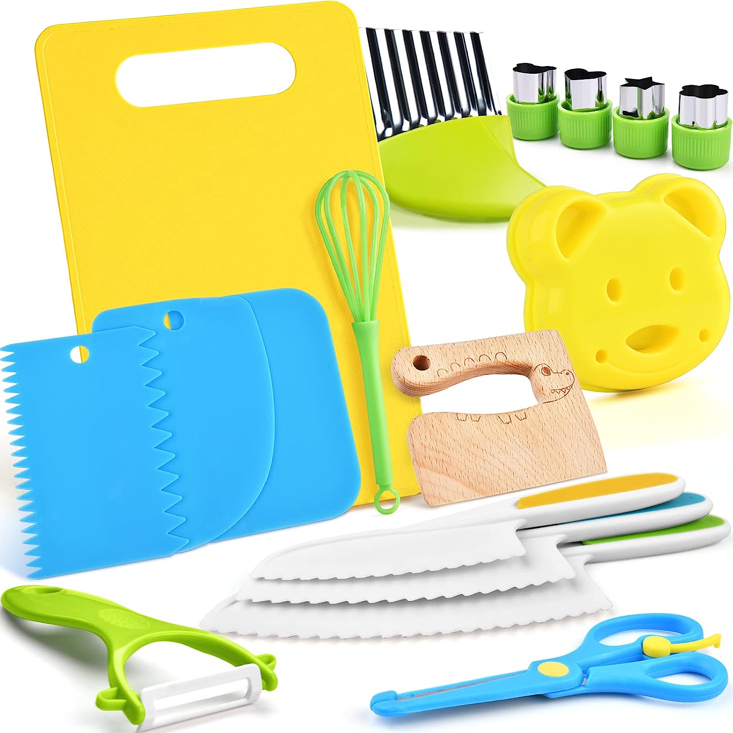 17PCS Kids Koken sets Echt Koken Montessori Keuken Gereedschap voor Peuters Kids Veilig Messen voor 2/3/4/5/6/7/8 Jaar Oud
