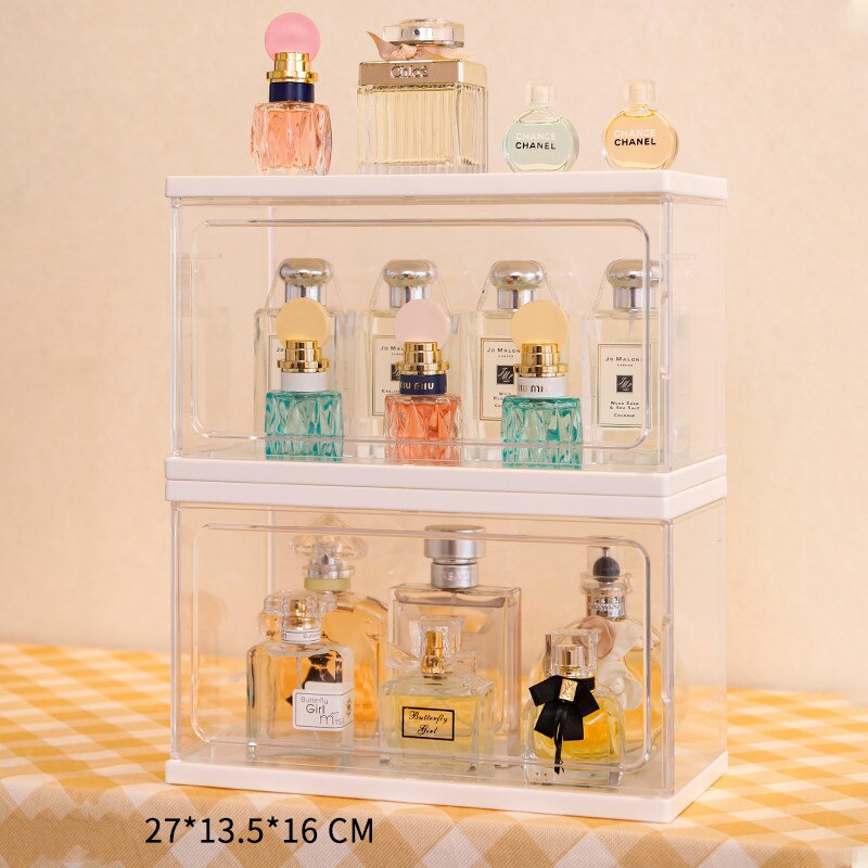 Boîte de rangement de parfum en acrylique, présentoir Transparent de bijoux de maquillage, boîte de rangement à domicile, organisateur de cosmétiques: Small - 2PCS