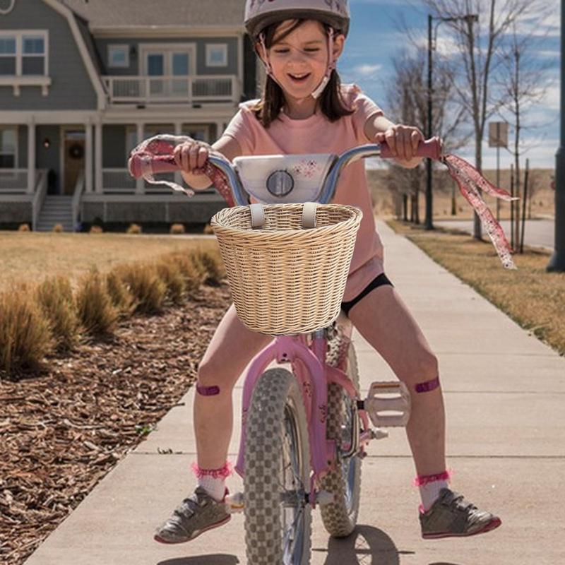 Fietsmand vooraan Handgemaakt geweven rotan Fietsenmand Voorhandvat Kinderfietsenmand Kinderfietsenmand Geschikt voor de meeste fietsen
