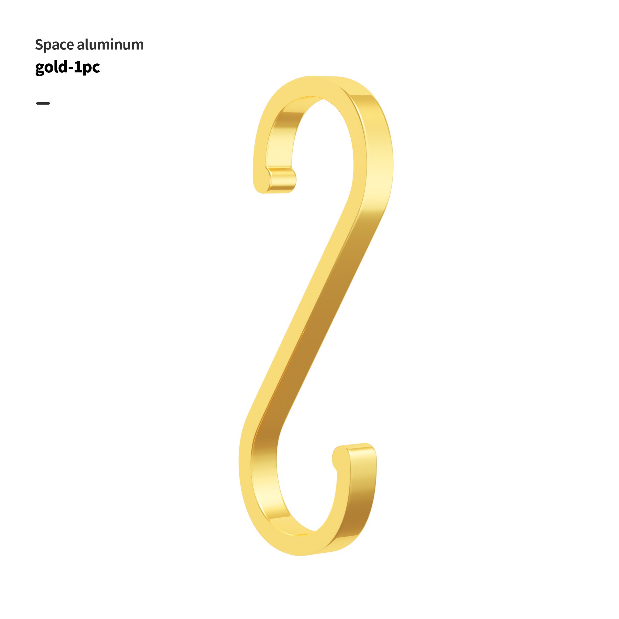 1/5/10Pcs S en Forme De Crochet En Aluminium D'espace Crochets De Stockage En Métal Crochet Fermoir Porte-Crochets Suspendus Rangement Outils: 1pcGolden