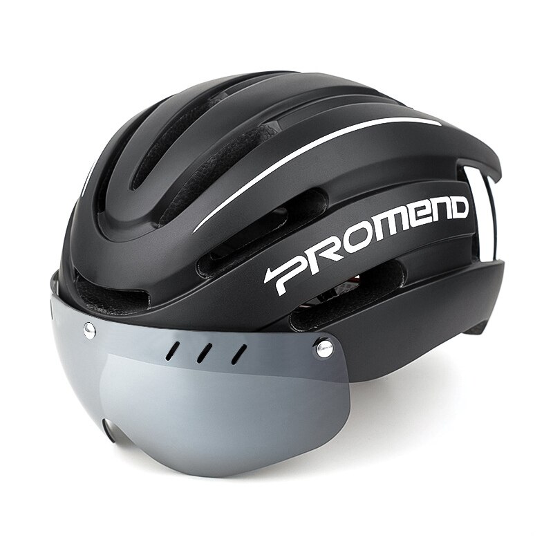 Nyeste racercykelhjelm med magnetiske beskyttelsesbriller og baglys ultralet mtb cykelhjelm i form bjergcykelhjelm: Sort hvid