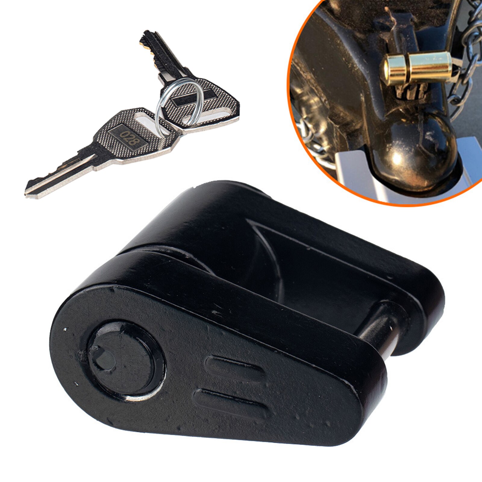 Portable Black Trailer Hitch Coupler Lock Dia 1/4 Inch for Tow Boat Coupler Towing Hauling