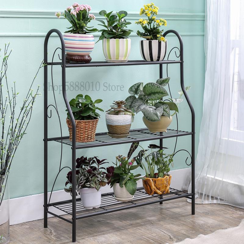 Golv blomma stå järn flerskikt vardagsrum balkong blomkruka rack vägg hängande grön rädisa kött blomma hylla: 71cm
