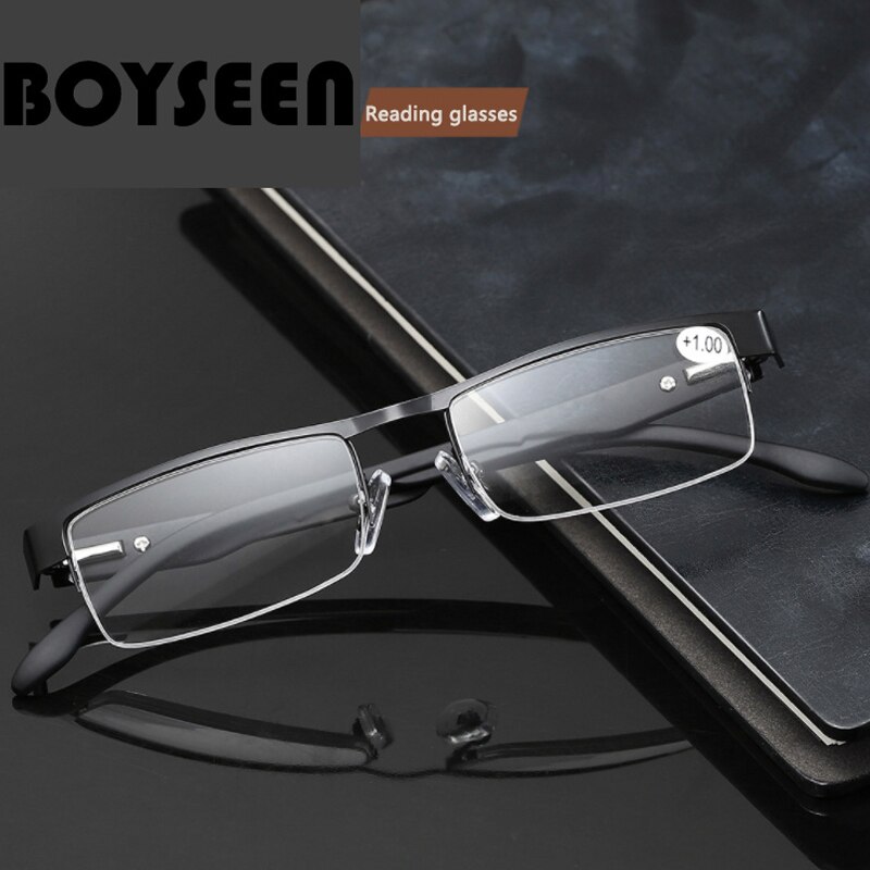 Boyseen masculino liga de titânio óculos de leitura não esférico 12 camadas revestido lentes retro negócios hyperopia prescrição óculos
