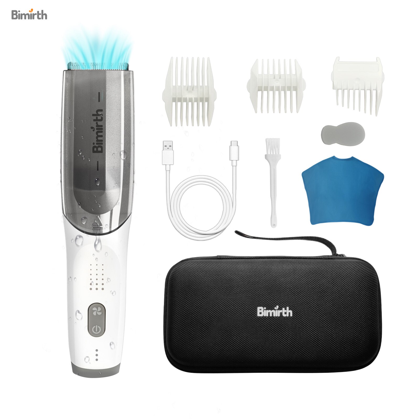 Bimirth Cordless Vacuum Haircut Kit Tondeuse Waterdicht Ingebouwde Oplaadbare Batterij Met Borstel Spons Voor Kinderen