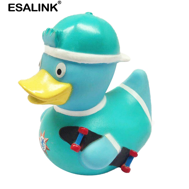 ESALINK 7-12Cm Ente Baby Spielzeug Kognitiven Puzzle Schwimm Spielzeug Skateboard Junge Duc Gummi Ente Bad Spielzeug Für mädchen