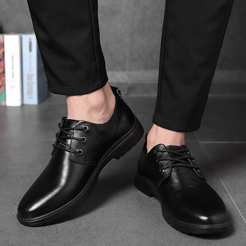Forår efterår læder mænd sko fritidssko snøre loafers oxford sko brudekjole sko stor størrelse 38-47