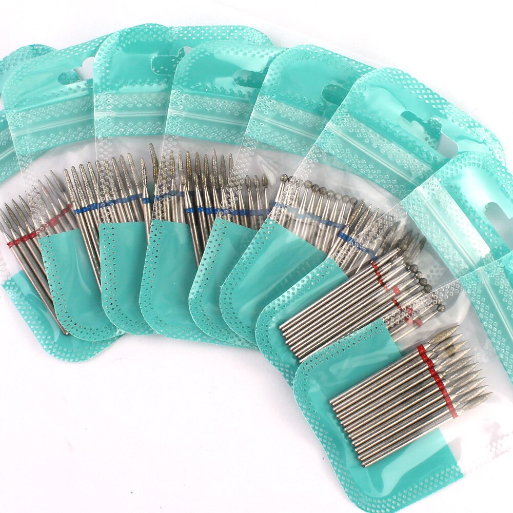 Juego de brocas de diamante para manicura, broca para uñas, Arco Iris, 10 Uds.