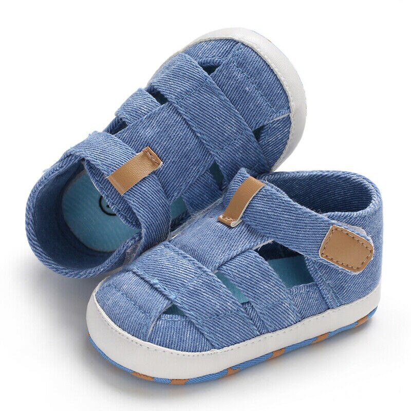 Mode Baby Sandalen Peuter Baby Holle Zachte Crib Zool Canvas Schoenen Meisjes Jongens Kids Zachte Crib Prewalker Sandalen Klompen: Blauw / 7-12 Months
