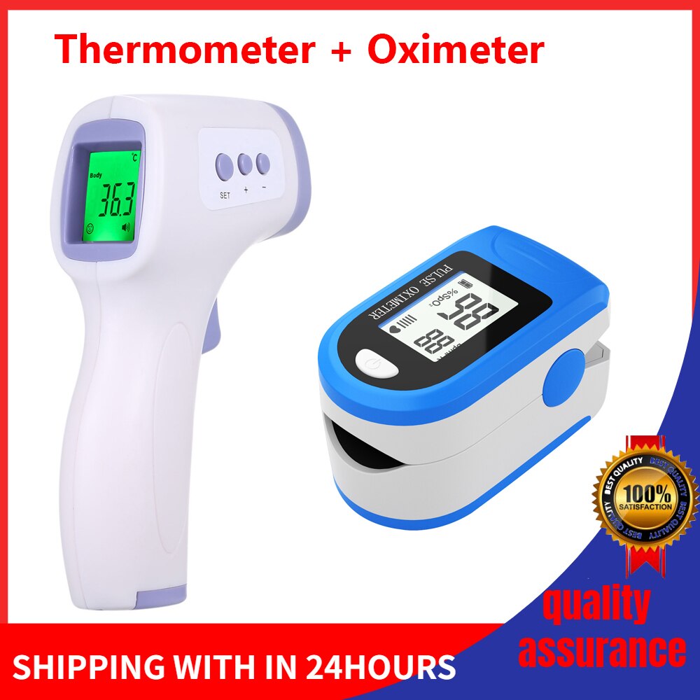 Finger Pulse Oximeter Blood Oxygen Saturation meter Fingertip Pulsoximeter SPO2 Monitor Oximetro dedo Oximeter + IR Thermometer: Type 11