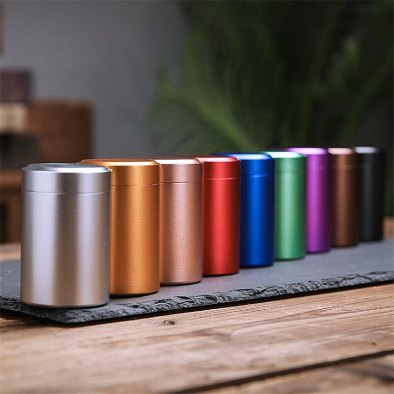 Boîtes de rangement en aluminium, couleur unie, hermétique, anti-odeur, boîte en métal scellée, pot de thé, café caddie organisateur
