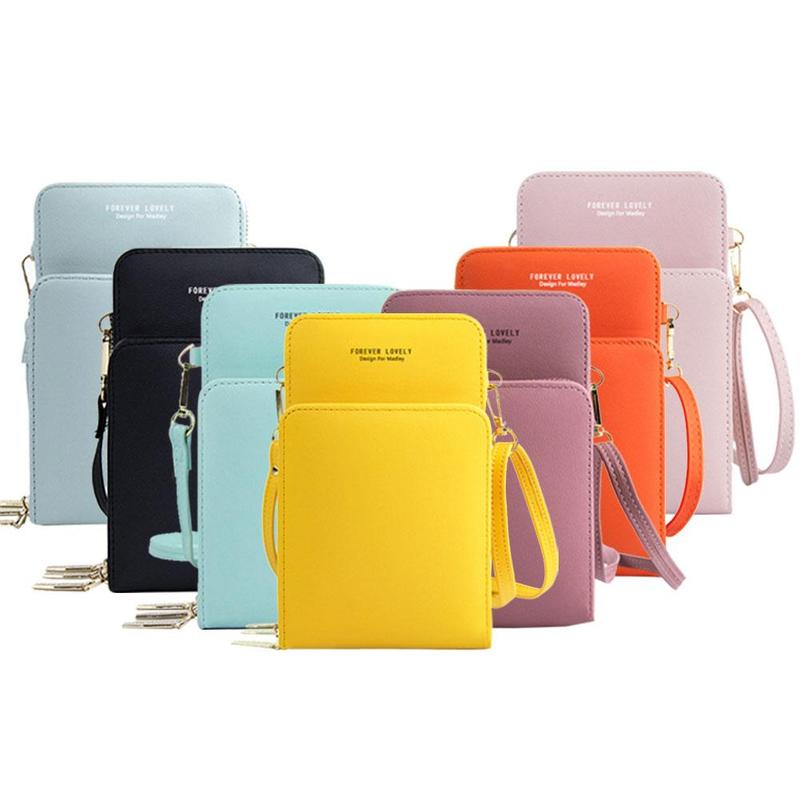 solid color multifunctional ladies shoulder wallet V6K5