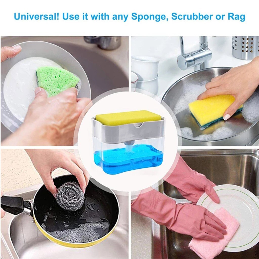 2-in-1sponge Rack Zeep Spons Zeepdispenser En Spons Caddy 13 Gram Dispenser Met Spons Badkamer