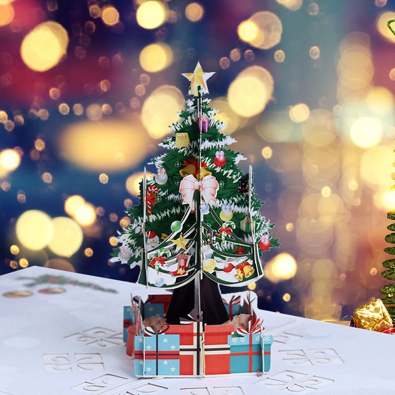 Vrolijk Kerstfeest 3D Pop Up Vouwen Wenskaart Uitnodigingskaarten Met Postkaart Envelop Kerst Wenskaart Pro 1Pc