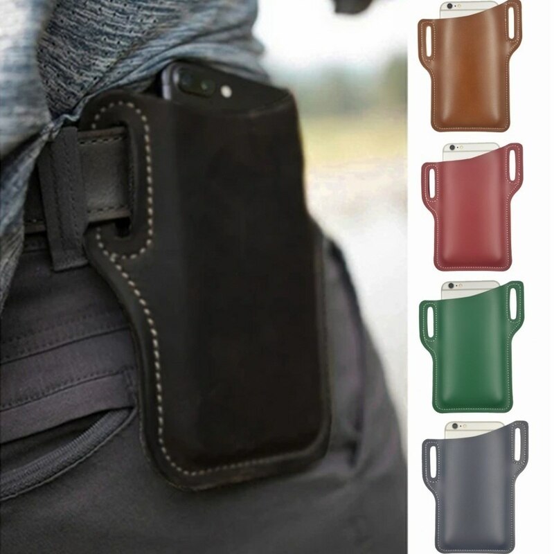 7 Kleuren Unisex Mobiel Leather Holster Belt Loop Case Riem Taille Telefoon Tas Mannen Vrouwen Cosplay Props Lederen Portemonnee Telefoon portemonnee