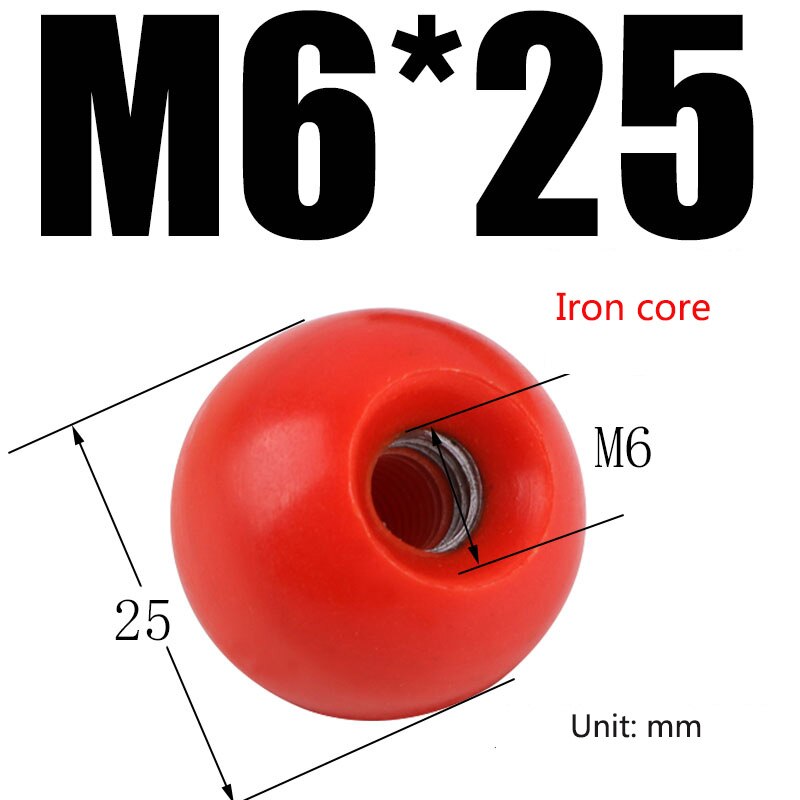 2 stück rot-schwarzer kugelhebelknopf mit kupferkern / bakelitkern / eisenkern, ersatz-rundgriff für werkzeugmaschinen  m4 m5 m6 m8 m10 m12: Dunkelcyan