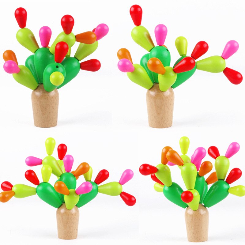 Mosaic Toy Children Prickly Pear Cactus Wooden Blocks Mosaic Assembling Demolition Toys WJ-213