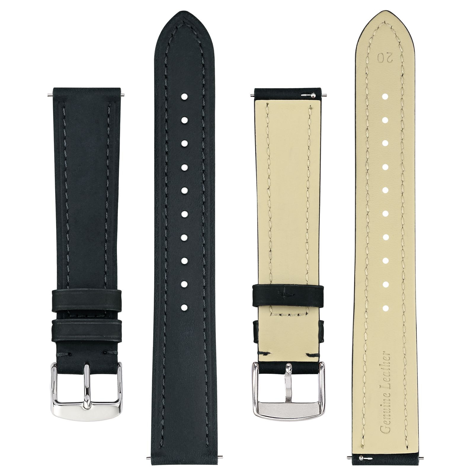 BISONSTRAP Leather Watch Strap 18mm 20mm 22mm 24mm, Replacement Watch Band for Men, Quick Release and Breathable Wristband