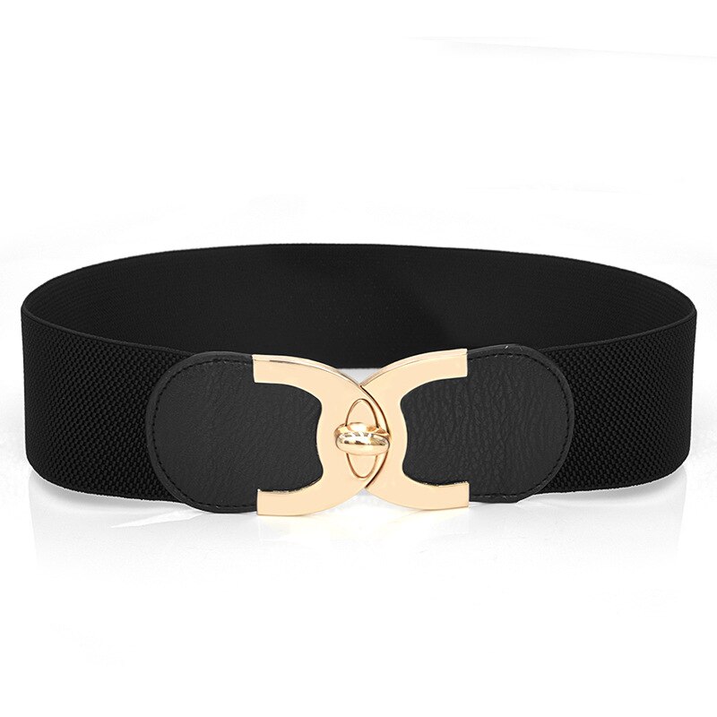 Koreaanse Stijl Gesp Elastische Brede Riem Brede Buikband Riem Riem Taille Vrouwelijke Vrouwen Accessoires: Black