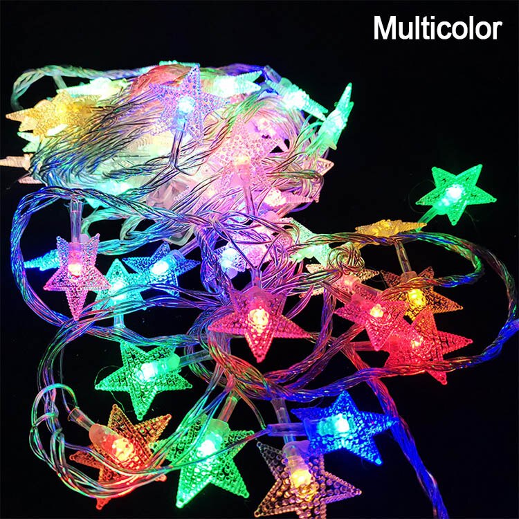 Fairy Christmas Lights Festoon Led Garland Curtain String Lights Tree Indoor Outdoor Decoration Battery Operated Street Decor: Multicolor Star / 3M 20LEDs