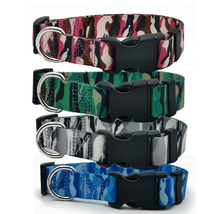 Collar con estampado de camuflaje para mascotas, Collar de nailon grande y de perro de talla mediana, de poliéster, suministros para perros pequeños, accesorios para perros