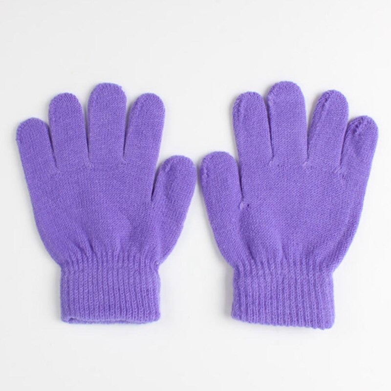 Bebê infantil inverno quente luvas de malha cor sólida menina menino elástico dedo cheio moda crianças luvas de esqui presentes: PP