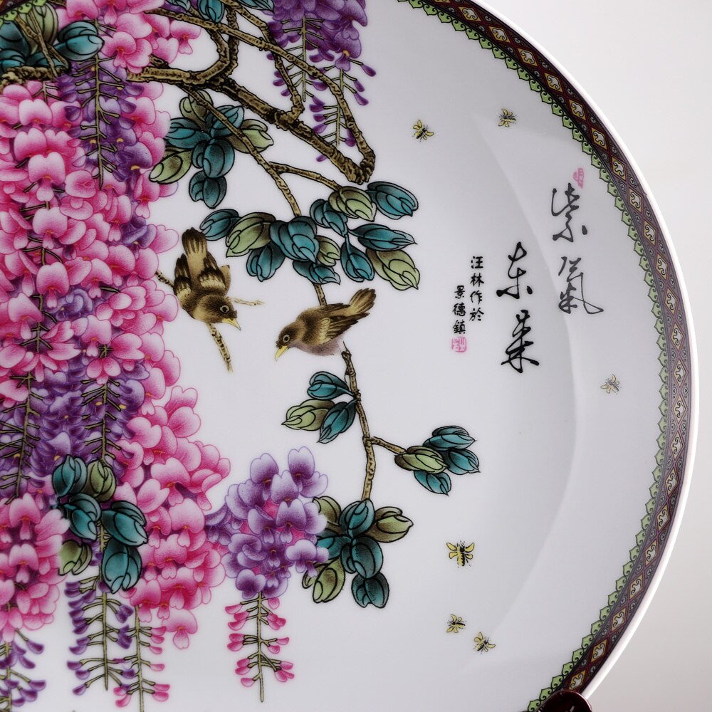 plato para colgar de cerámica de estilo chino Placa de reconocimiento de Arte de porcelana para Living Room Hotel