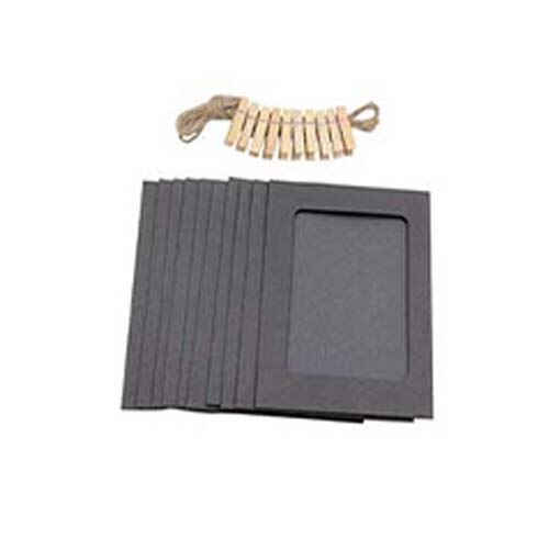 Fotolijst Voor Foto Houten Fotolijst Clip Papier Foto Houder Bruiloft Muur Decor Graduation Party Photo Booth Props 10 stuks: Black / 6 inch