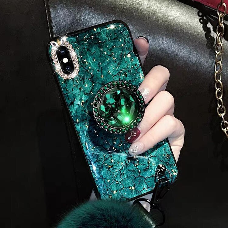 Glitter Diamond Finger Grip Ring Holder Stand Mount Bracket For iPhone Huawei Samsung Xiaomi Redmi Universal Mobile Cell Phone: Green
