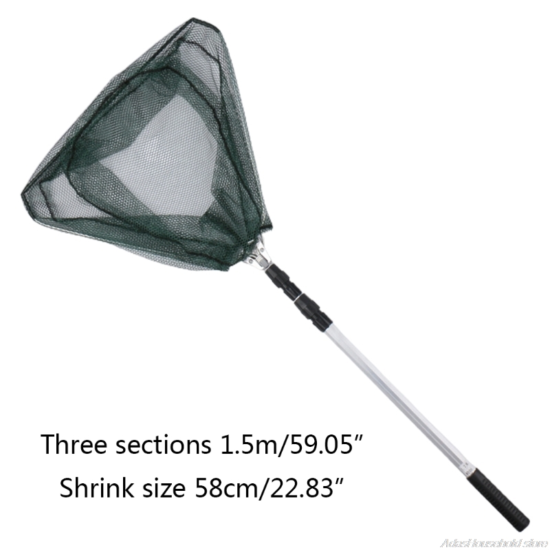 Retractable Fishing Net Triangle Head Fine Mesh Swinging Pool Leaf Skimmer Tackle Folding Landing Net Swimming Pool 21wholesales
