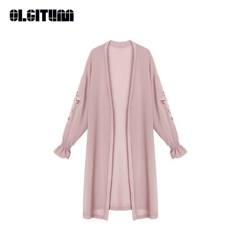 Zomer Vrouwen Blouses Leisure Losse Flare Mouwen Chiffon Borduurwerk Blouses Zon Kleding BS195