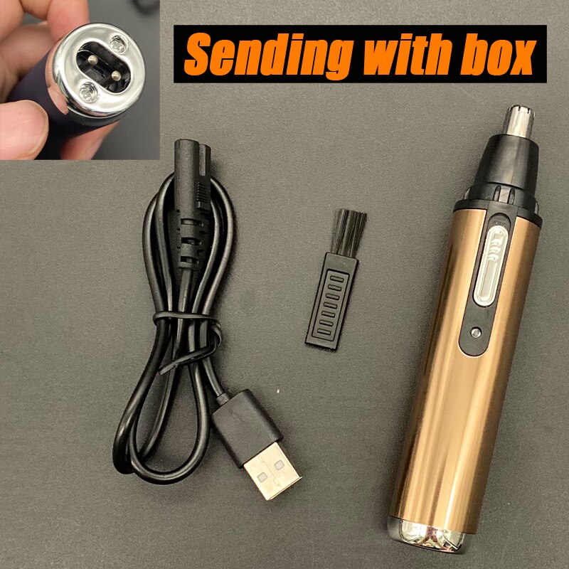afeitado eléctrico oído, nariz Trimmer cuidado facial, nariz Trimmer pelo para los hombres afeitado maquinilla de afeitar la barba de la máquina de limpieza de: gold with box