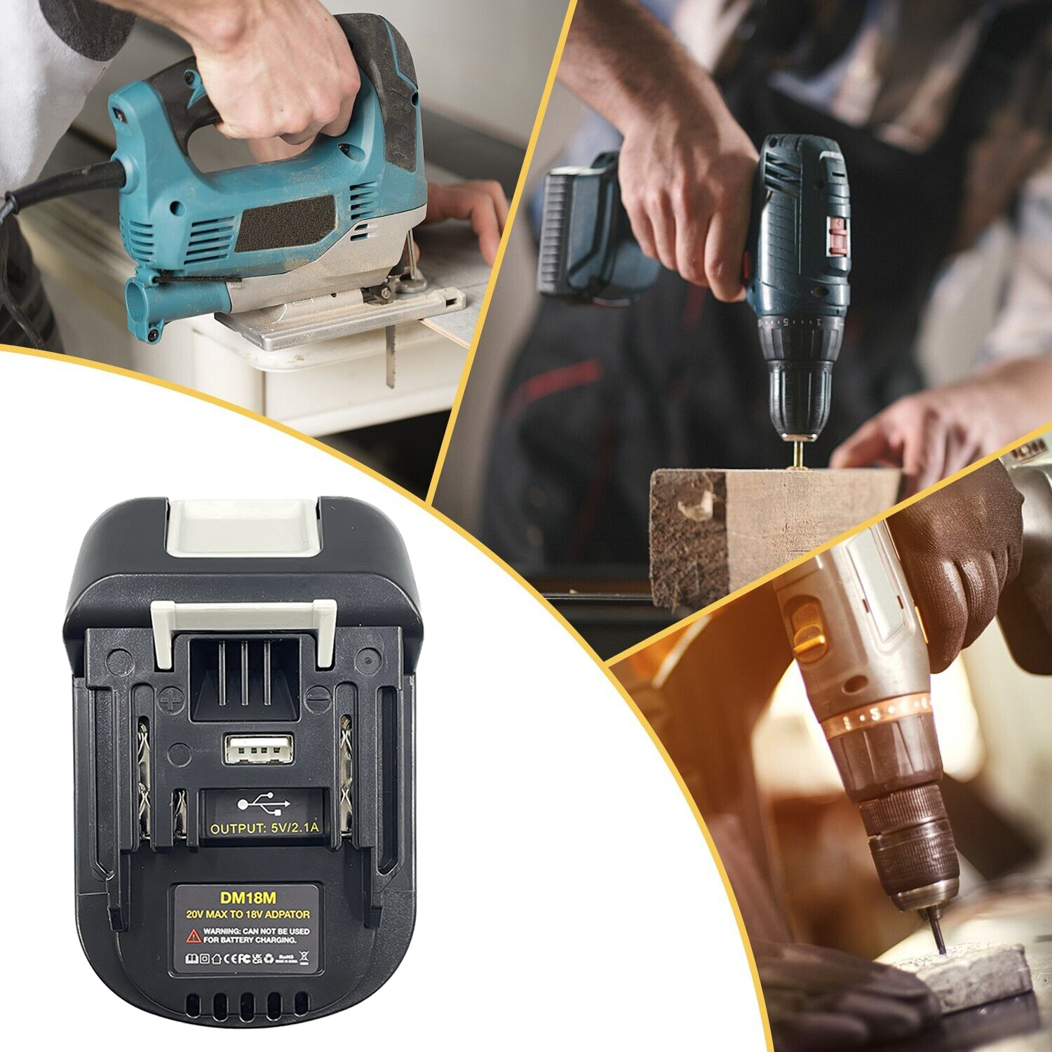 DM18M Akku-Adapter für 18-V-Werkzeuge von Makita. Konvertieren Sie für Dewalt 20V-Akku und Milwaukee M18 18-V-Akku auf 18-V-Akku von Makita