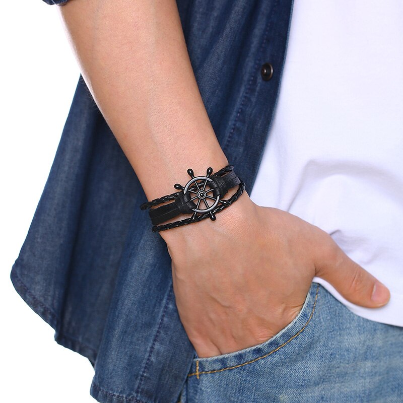 Bracelet rétro rotatif en perles d&#39;os de poisson pour hommes, bijoux tribaux originaux, manchette de surfeur, longueur réglable