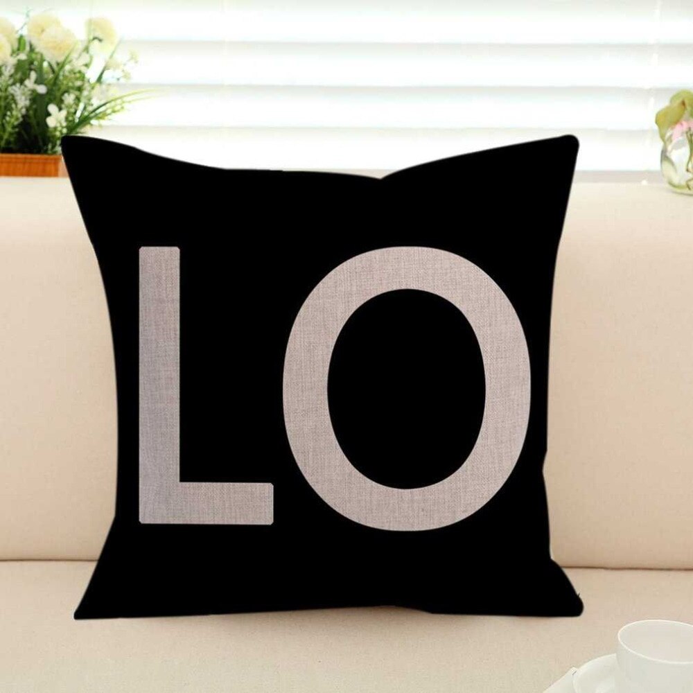 1Pcs Liefde Letters Katoen Linnen Sierkussen Kussen Comfortabele Sofa Kussen Auto Woondecoratie 43x43cm