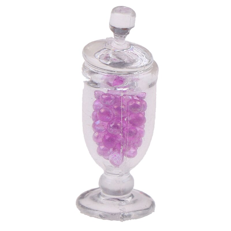 1pc 1:12 Casa di Bambola in Miniatura mini Resina Vaso Della Caramella di Simulazione Della Caramella Bottiglia di Modello Giocattolo: purplr