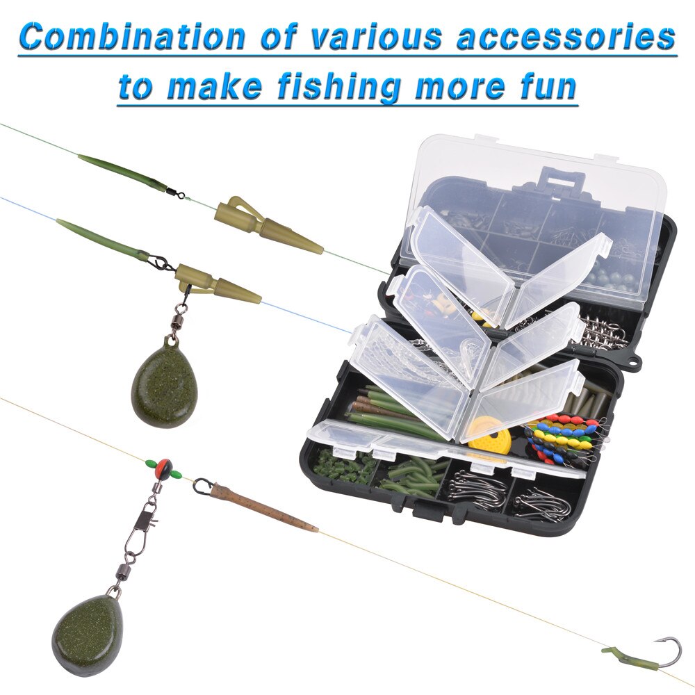 348 pz/scatola carpa attrezzatura da pesca scatole set con Matt cambio rapido girevole collegamenti gancio Boilie esca ferma carpa Leader rigs accessori