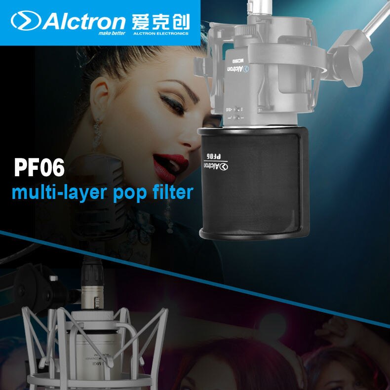 PF06 Alctron Pop Filter Pop Shield Pop Screen Mic Screen Metal Mesh & Foam & Etamine Layer Microphone Windscreen Cover Mask