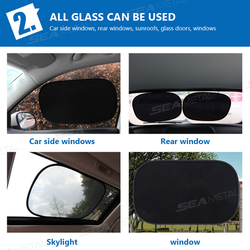 SEAMETAL 2 uds parasol electrostático para coche Protector UV autoadhesivo ventana lateral de coche malla parasol película de protección de verano 50x30
