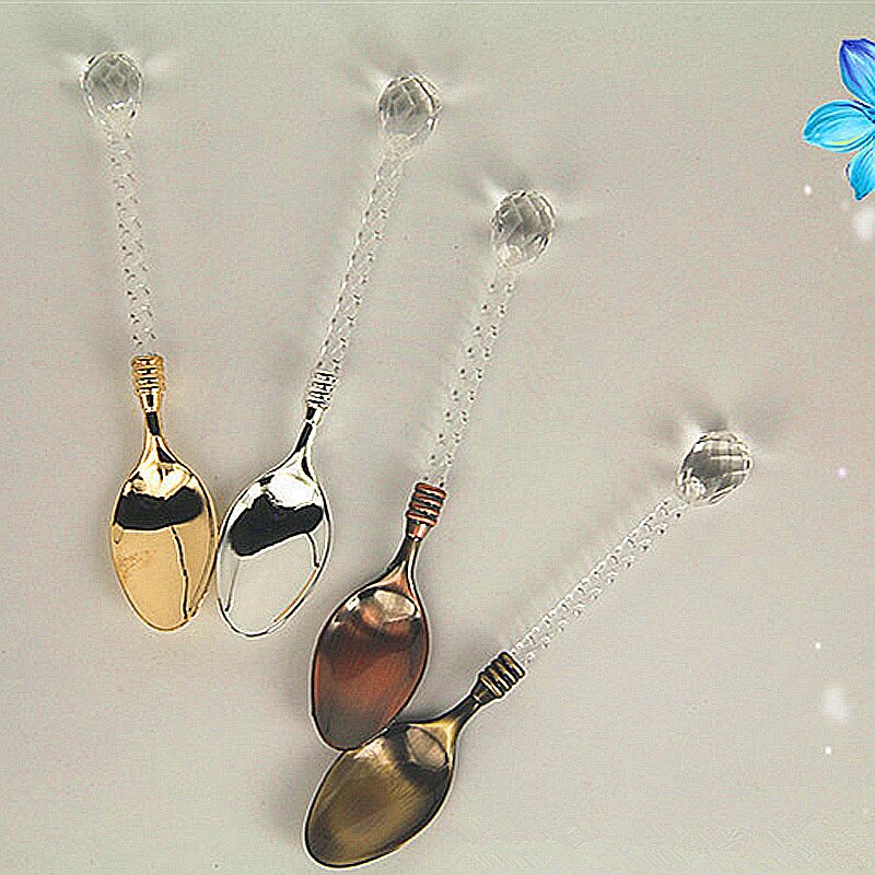 1PC estilo real clásico Cristal Tallado café cubertería, cuchara de postre cuchara para té o café pastel cuchara de postre
