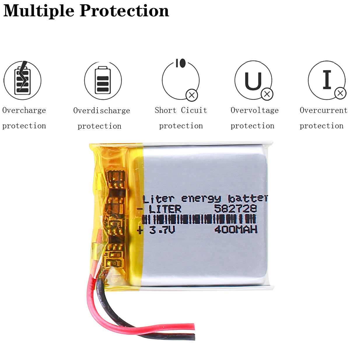 582728 602530 583030 Litro di Energia 3.7v Al Litio Ricaricabile Batteria Ai Polimeri di 400mah Mp3/4 Bluetooth Radio di Monitoraggio Della Batteria