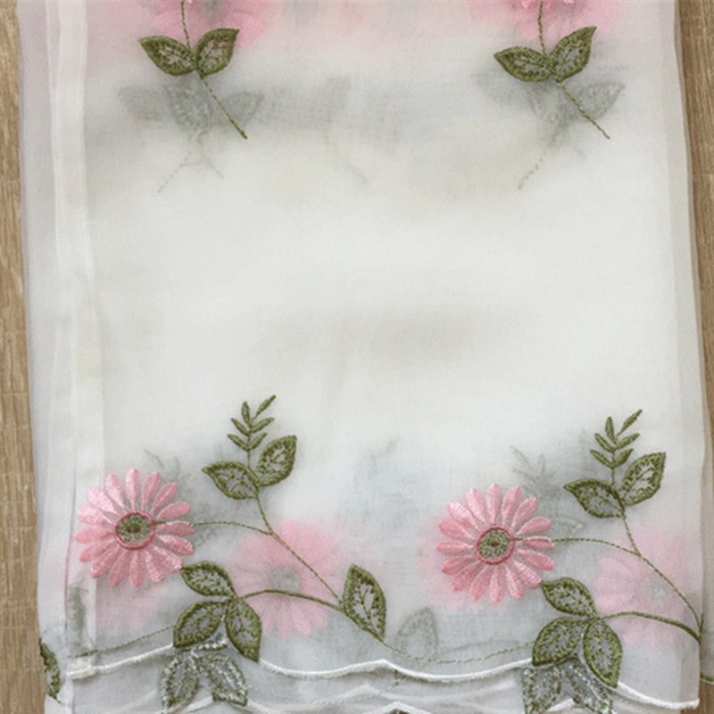 Rideaux courts à petites fleurs jaunes/roses, tissu à œillets haut (anneaux), demi-Tulle pour fenêtre, armoire de cuisine, 1 pièce, DL-HM380-30: Pink Flower / 1PC W140 x H85cm